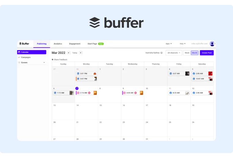 Buffer Calendar and Scheduled Posts