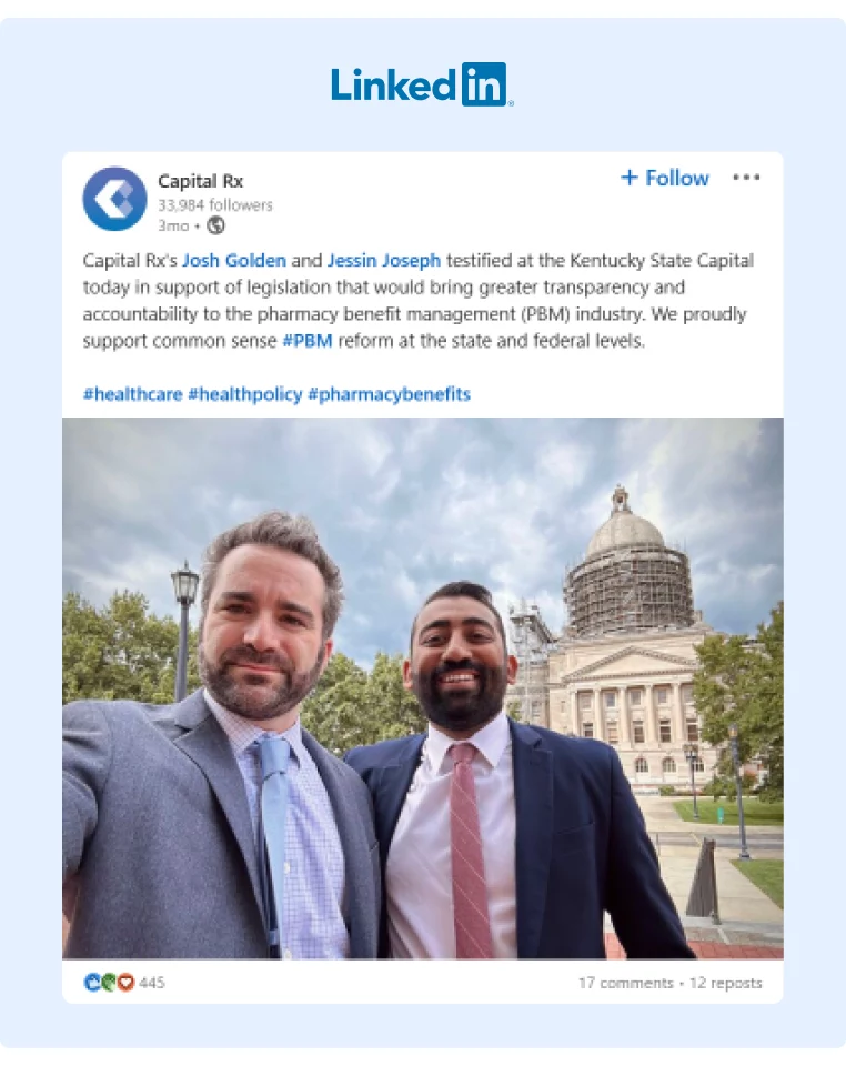 CapitalRX - Executives taking a selfie at the Kentucky State Capital
