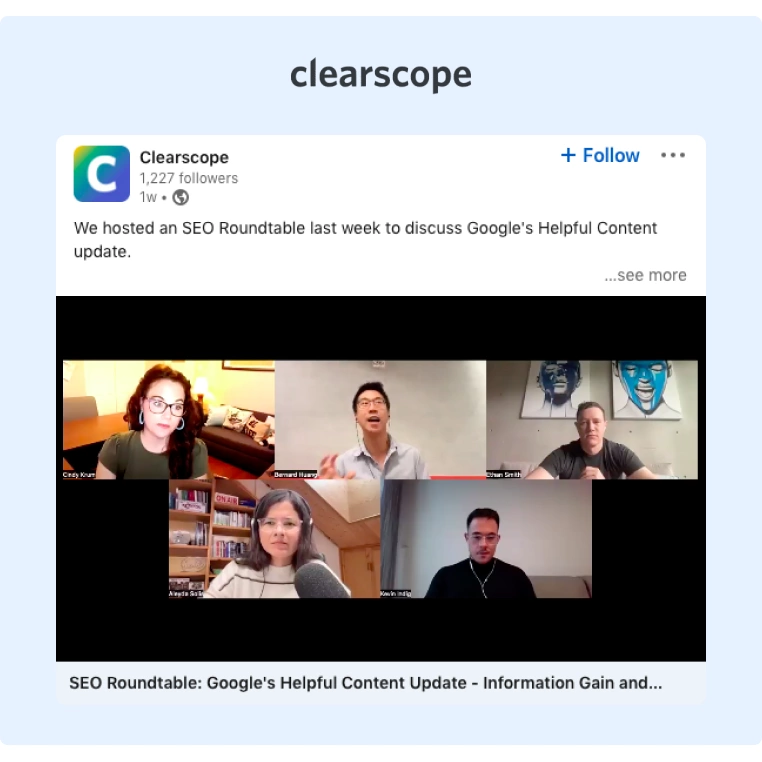 Clearscope hosted a virtual roundtable with experts