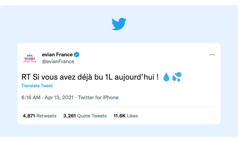 Evian tweeted about drinking water during the first day of Ramadan