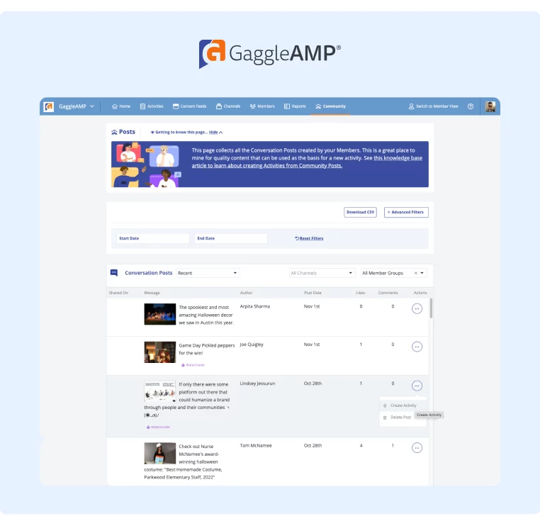 GaggleAmp Community Post Dashboard-1