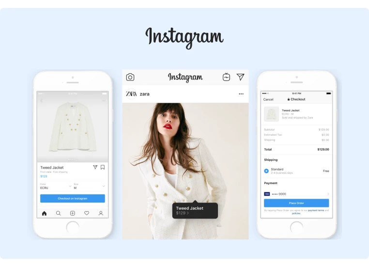 Instagram Checkout feature with Zara products