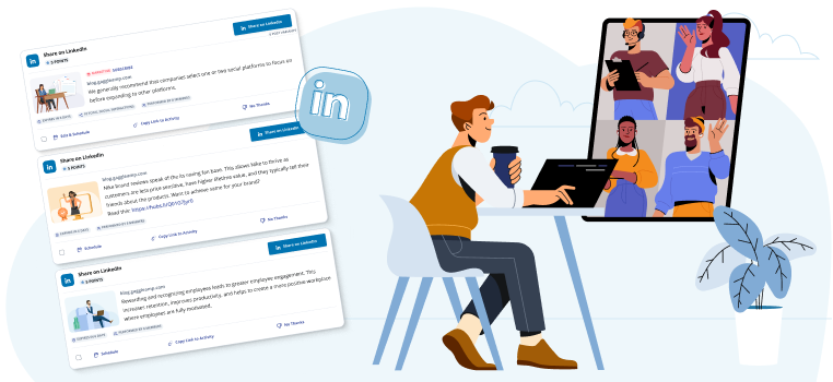 Person at desk using LinkedIn for lead generation