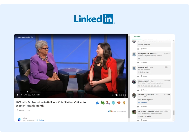 Pfizers first live stream that generated impressive engagement numbers